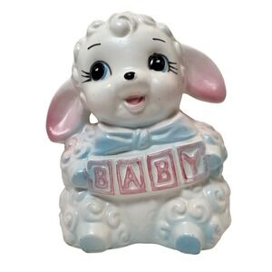 Vtg Kitsch Ceramic Baby Lamb Planter Rubens Originals Japan 1950s Big Eye Cute